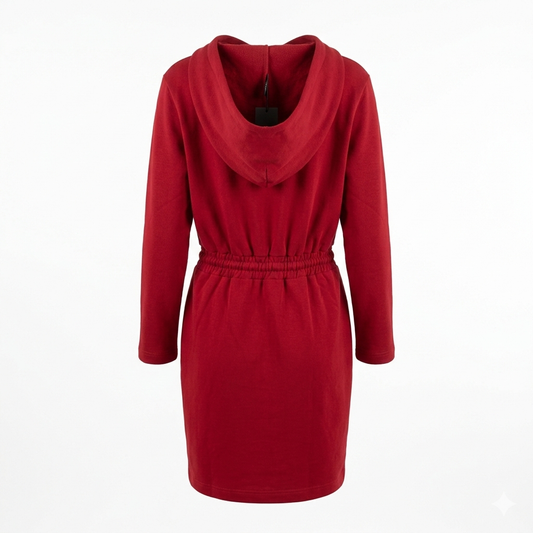 Abito Felpa Love Moschino Hearts & Peace - Rosso con Cuori Silver