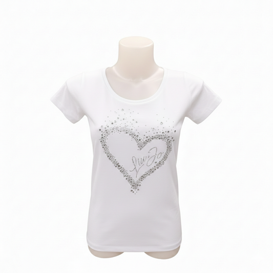 T-shirt Donna Liu Jo Better - Cuore di Strass e Logo - WF4108