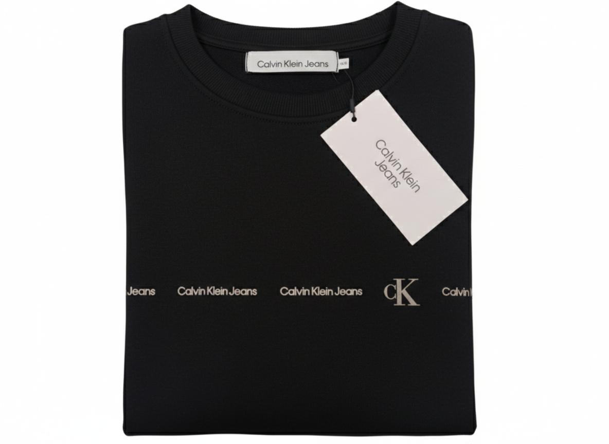 Felpa Uomo Calvin Klein Jeans - Crewneck Texture Monogram (CK Blue)