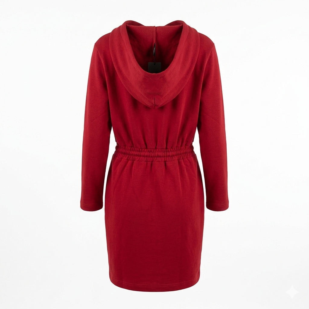 Abito Felpa Love Moschino Hearts & Peace - Rosso con Cuori Silver