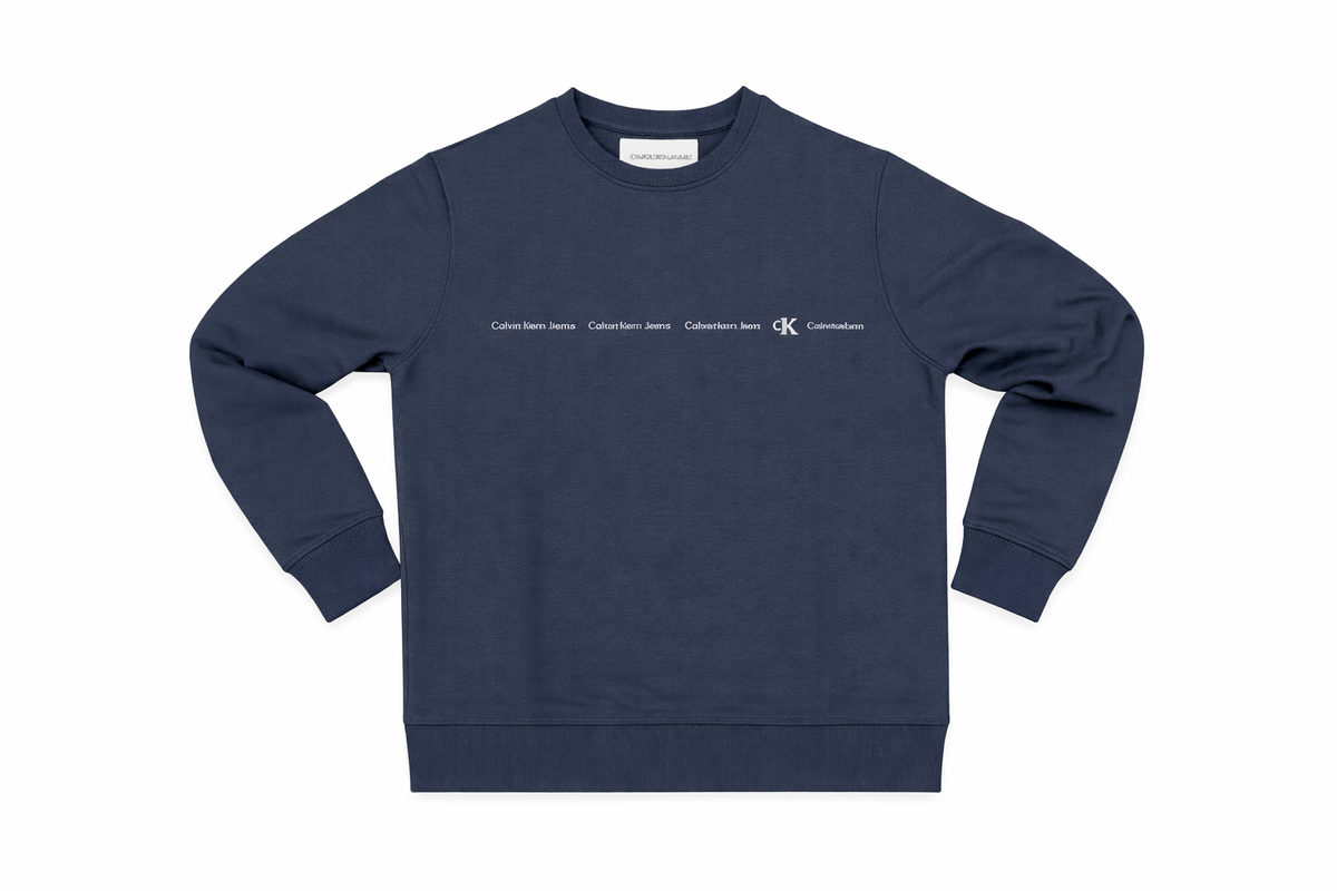 Felpa Uomo Calvin Klein Jeans - Crewneck Texture Monogram (CK Blue)