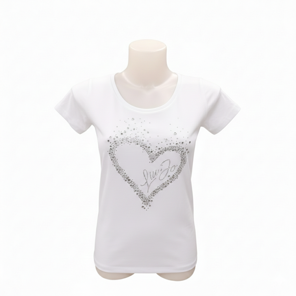 T-shirt Donna Liu Jo Better - Cuore di Strass e Logo - WF4108