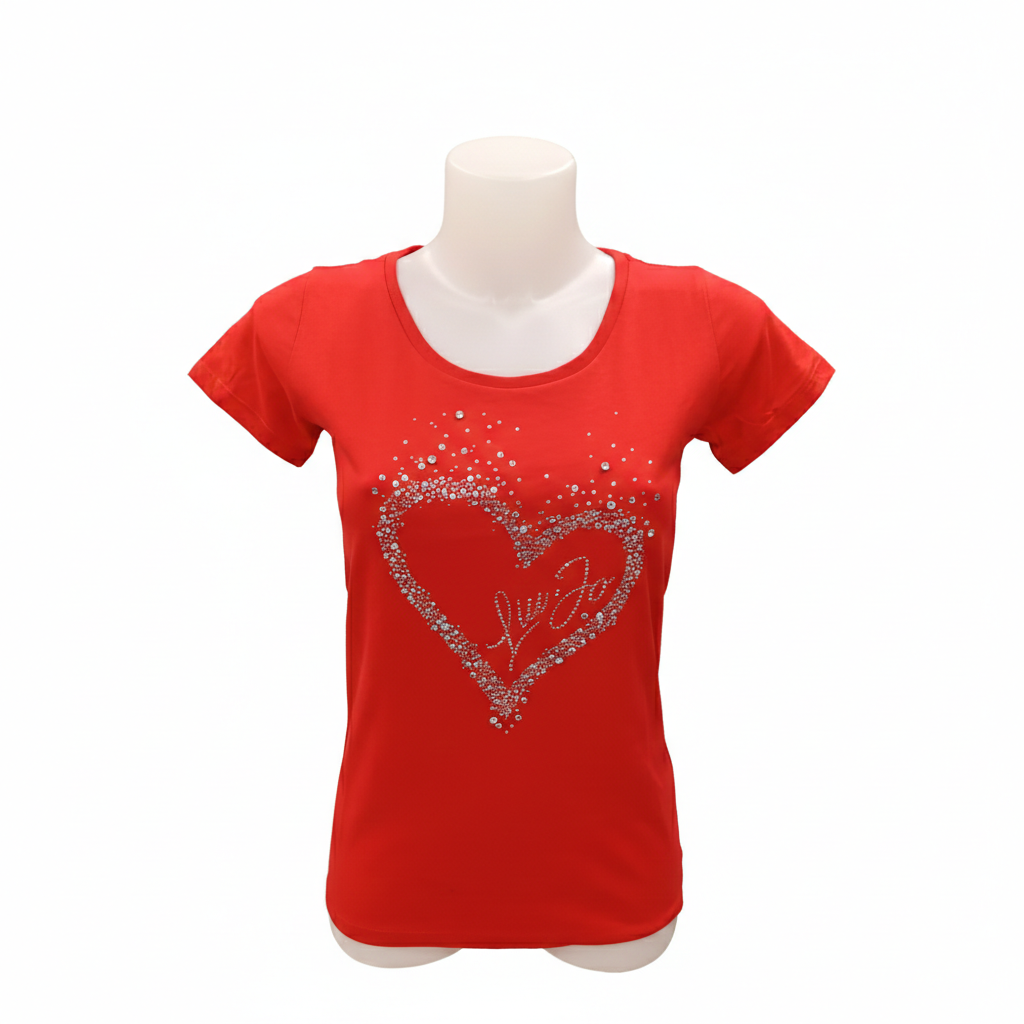 T-shirt Donna Liu Jo Better - Cuore di Strass e Logo - WF4108