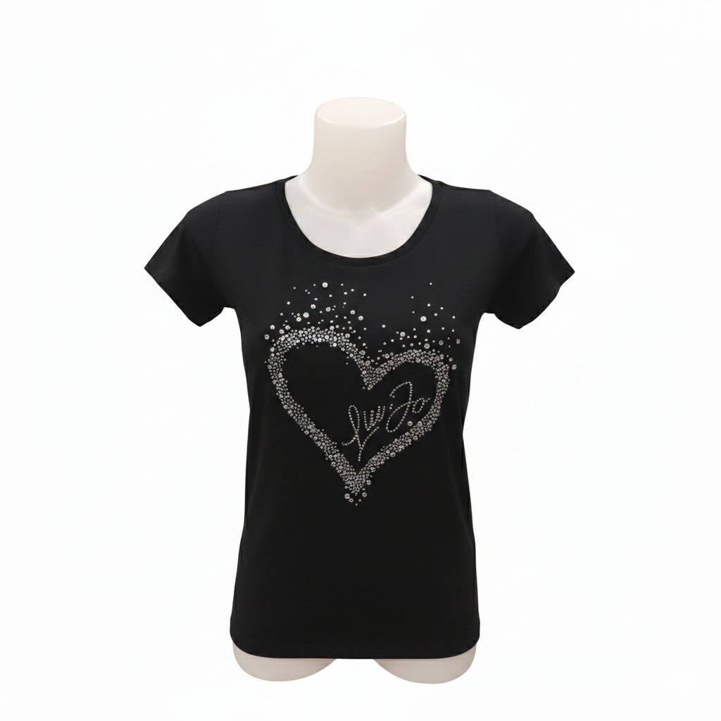 T-shirt Donna Liu Jo Better - Cuore di Strass e Logo - WF4108