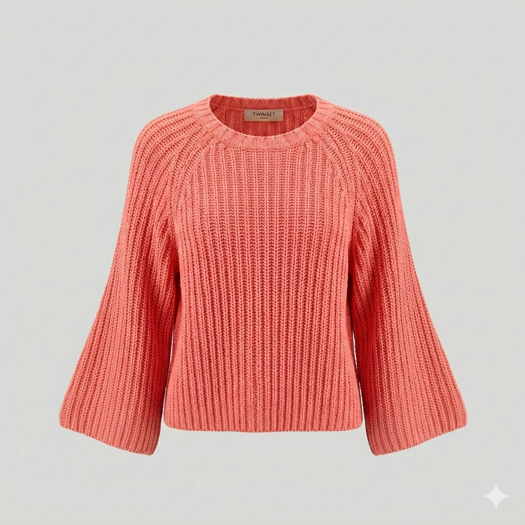 Twinset Milano Maglia a Coste Inglesi Peach Scuro
