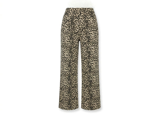 Pantaloni Wide Leg Animalier con Strass Kiss Pink