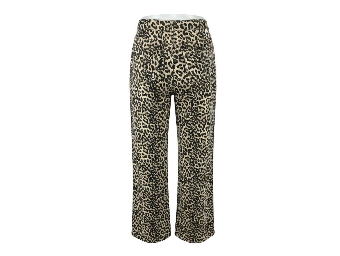 Pantaloni Wide Leg Animalier con Strass Kiss Pink