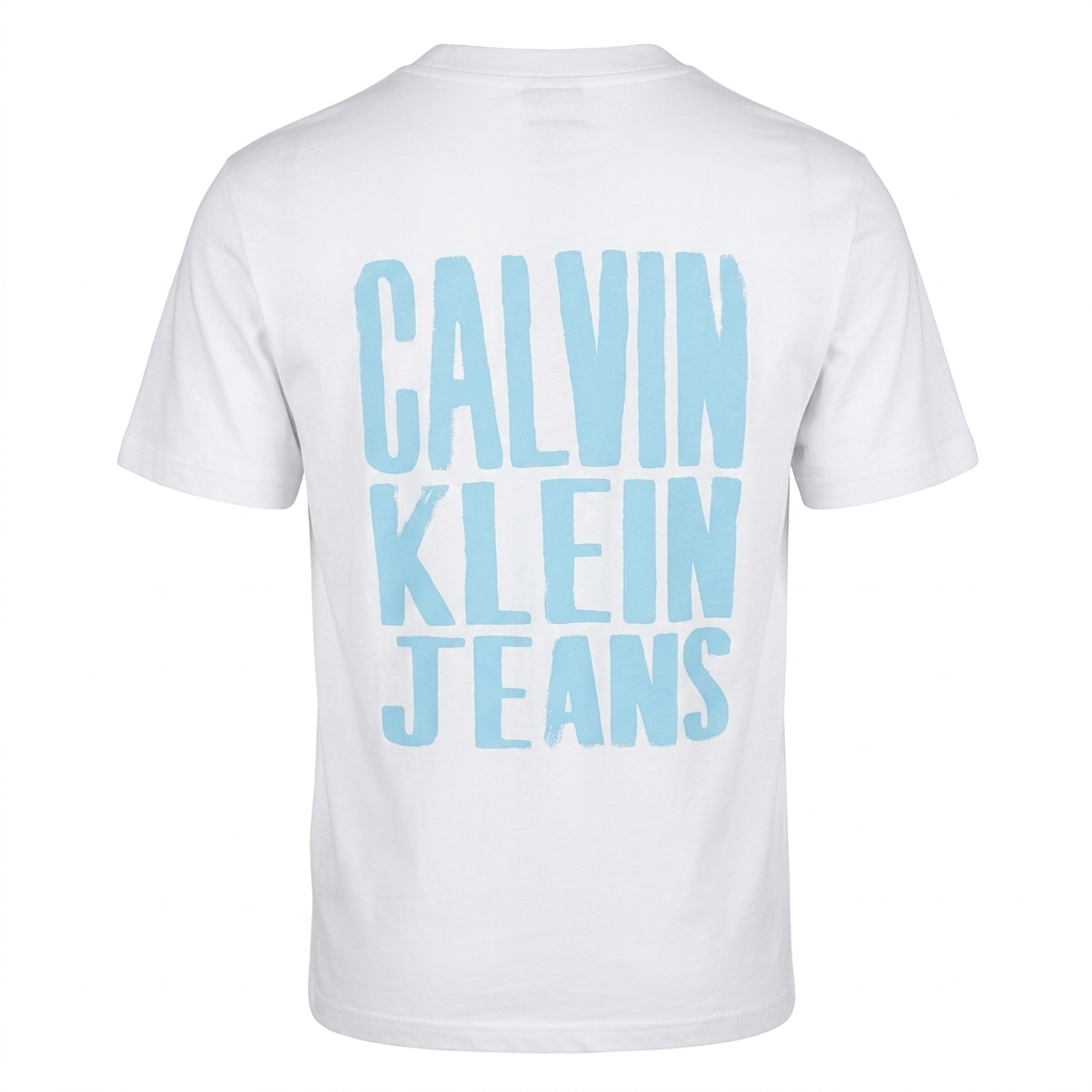 T-Shirt Relaxed Fit Calvin Klein Jeans Bianca Maxi Logo Azzurro