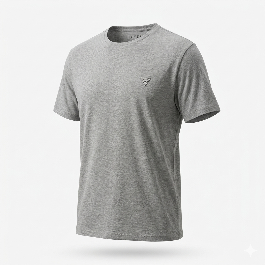 T-shirt Guess Logo Triangle Grigio Melange