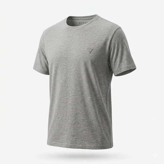 T-shirt Guess Logo Triangle Grigio Melange