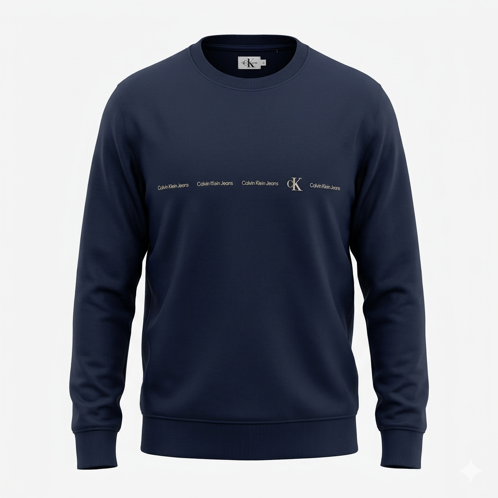 Felpa Uomo Calvin Klein Jeans - Crewneck Texture Monogram (CK Blue)