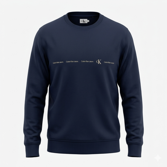 Felpa Uomo Calvin Klein Jeans - Crewneck Texture Monogram (CK Blue)